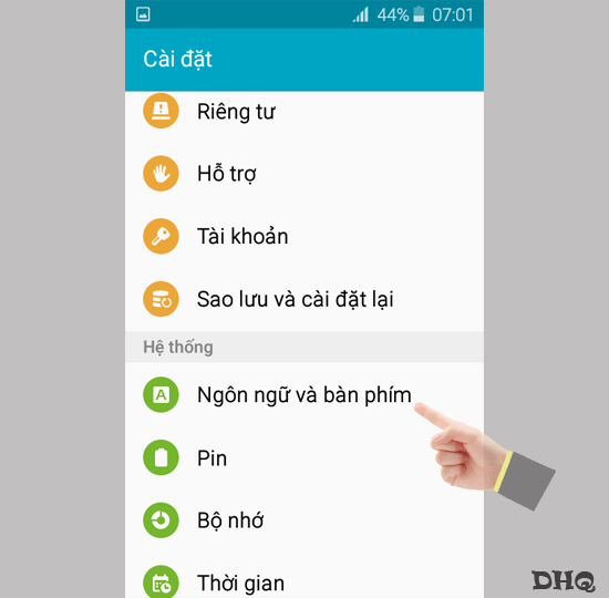 Chọn Ngôn ngữ và bàn phím